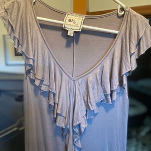 Pink rose casual dress with ruffle front